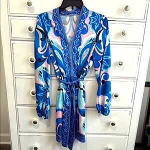 Sunday Up Sz M  Blue and Pink Patterned Dress